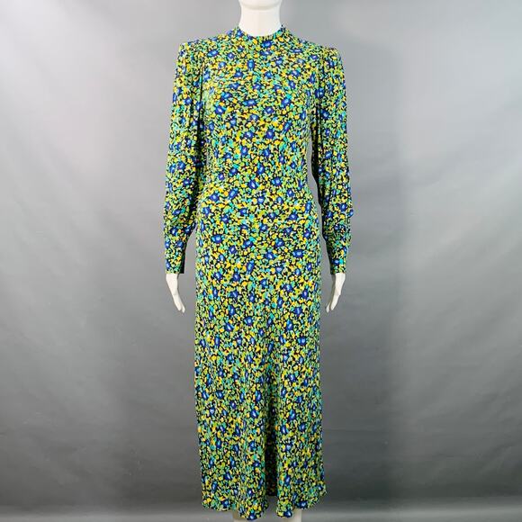 RAILS Size S Carmel Black Green Yellow Rayon Blend Floral Cutout Midi Dress - Picture 1 of 8
